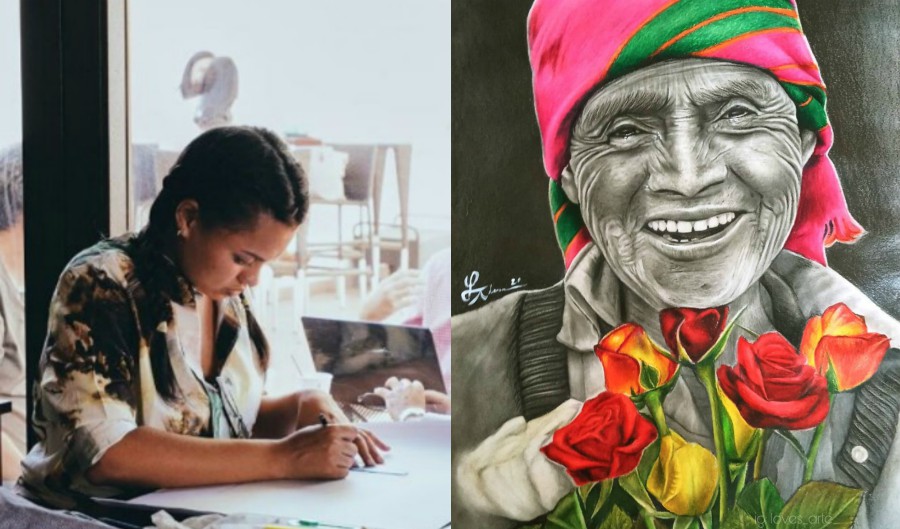 Loveira Talavera, hondureña que crea retratos realistas con carboncillo