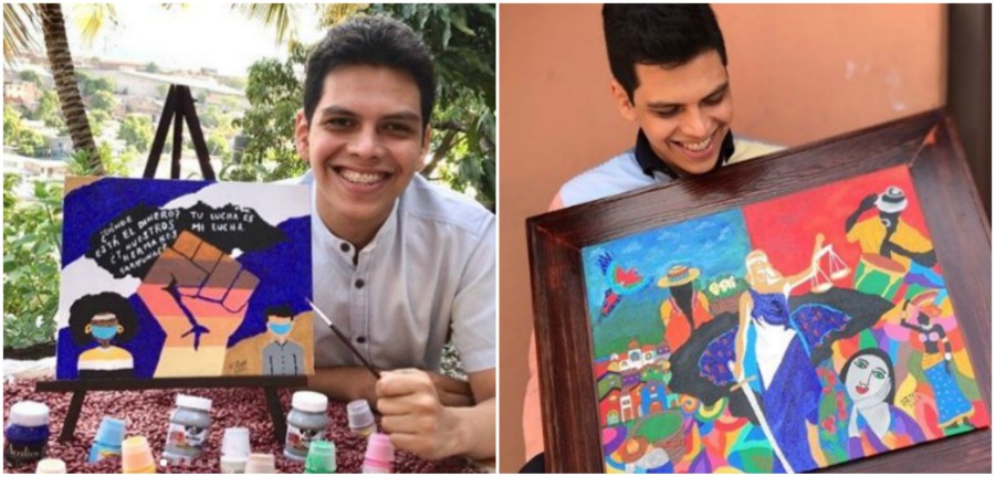 Pintor hondureño David Lagos, salió de la depresión por el arte