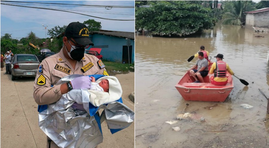 Bomberos de Honduras salvan la vida de un recién nacido