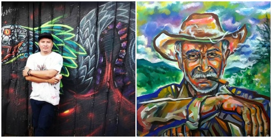 Pintor Luis Vásquez destaca por sus pinturas y murales en Choluteca