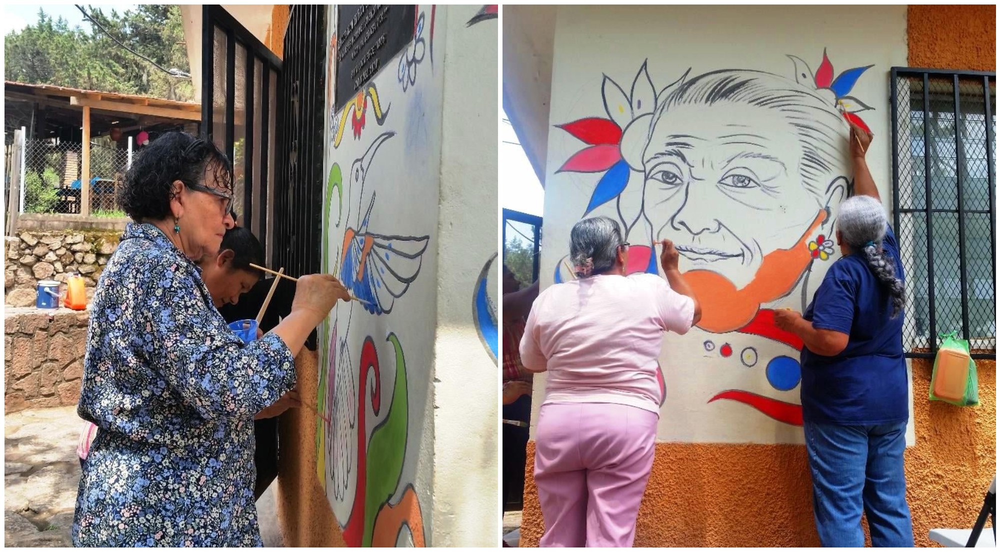 Adultos mayores crean hermosos murales en Santa Lucía