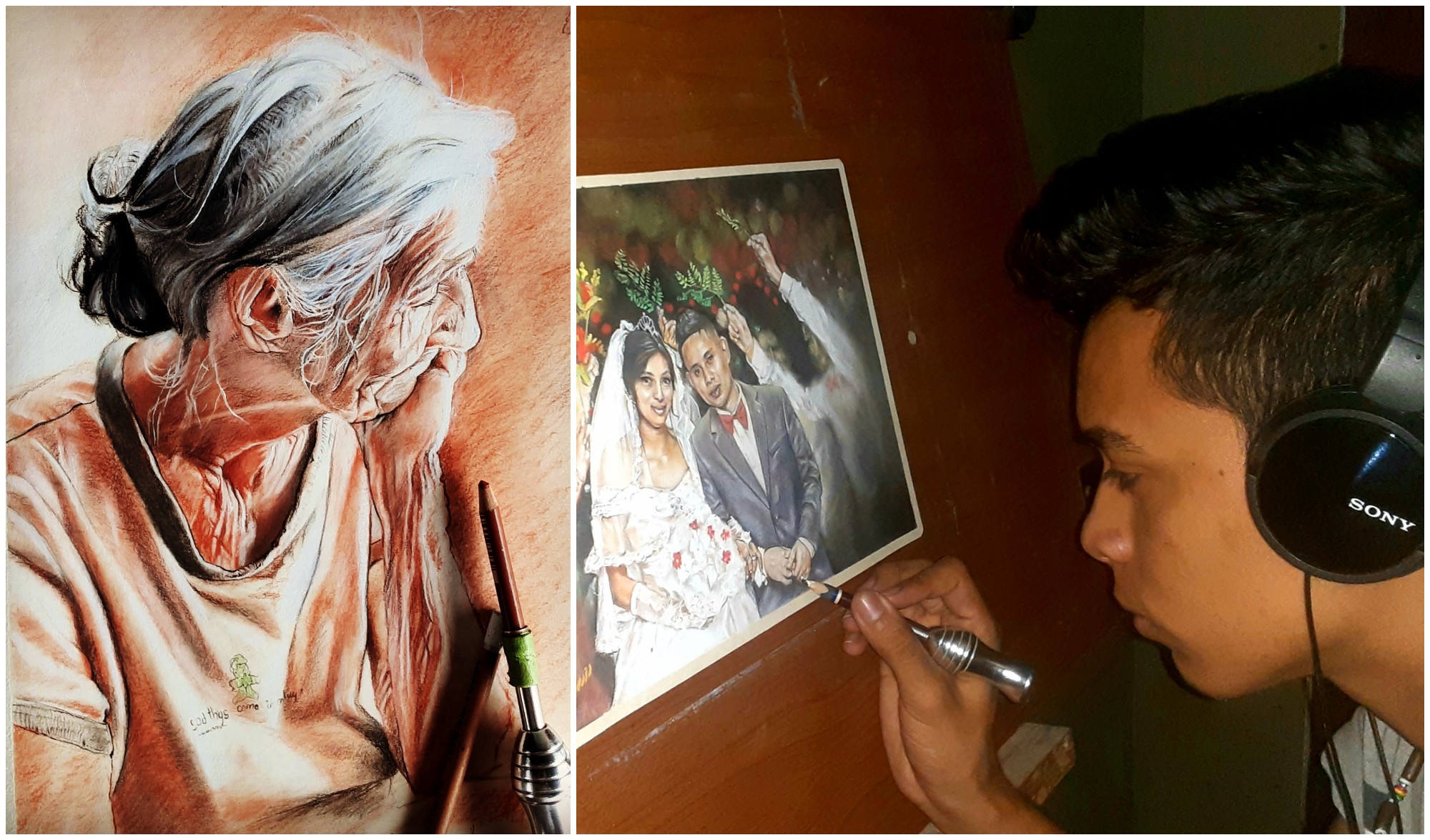 Hondureño Brayan Noel, artista emergente que sorprende con sus retratos