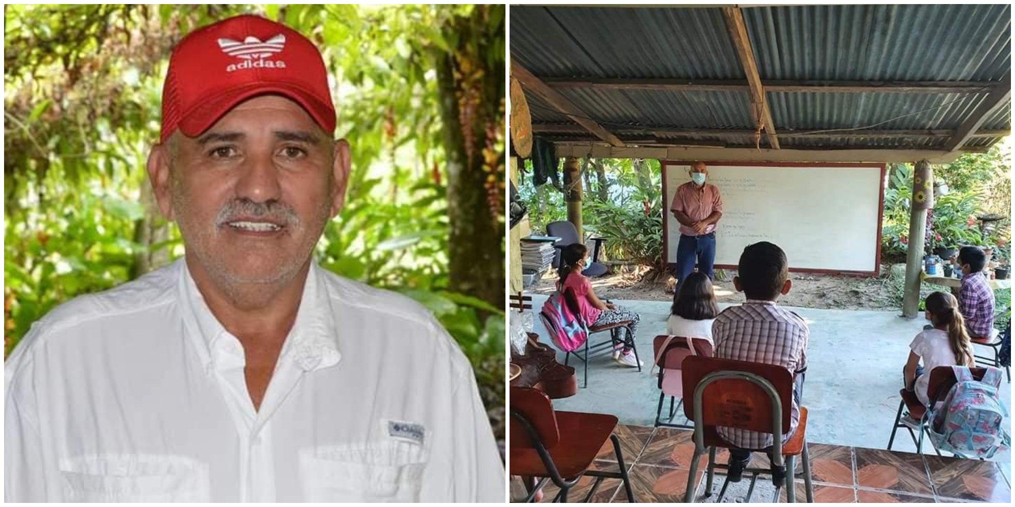 Maestro hondureño convierte el patio de su casa en un aula de clases