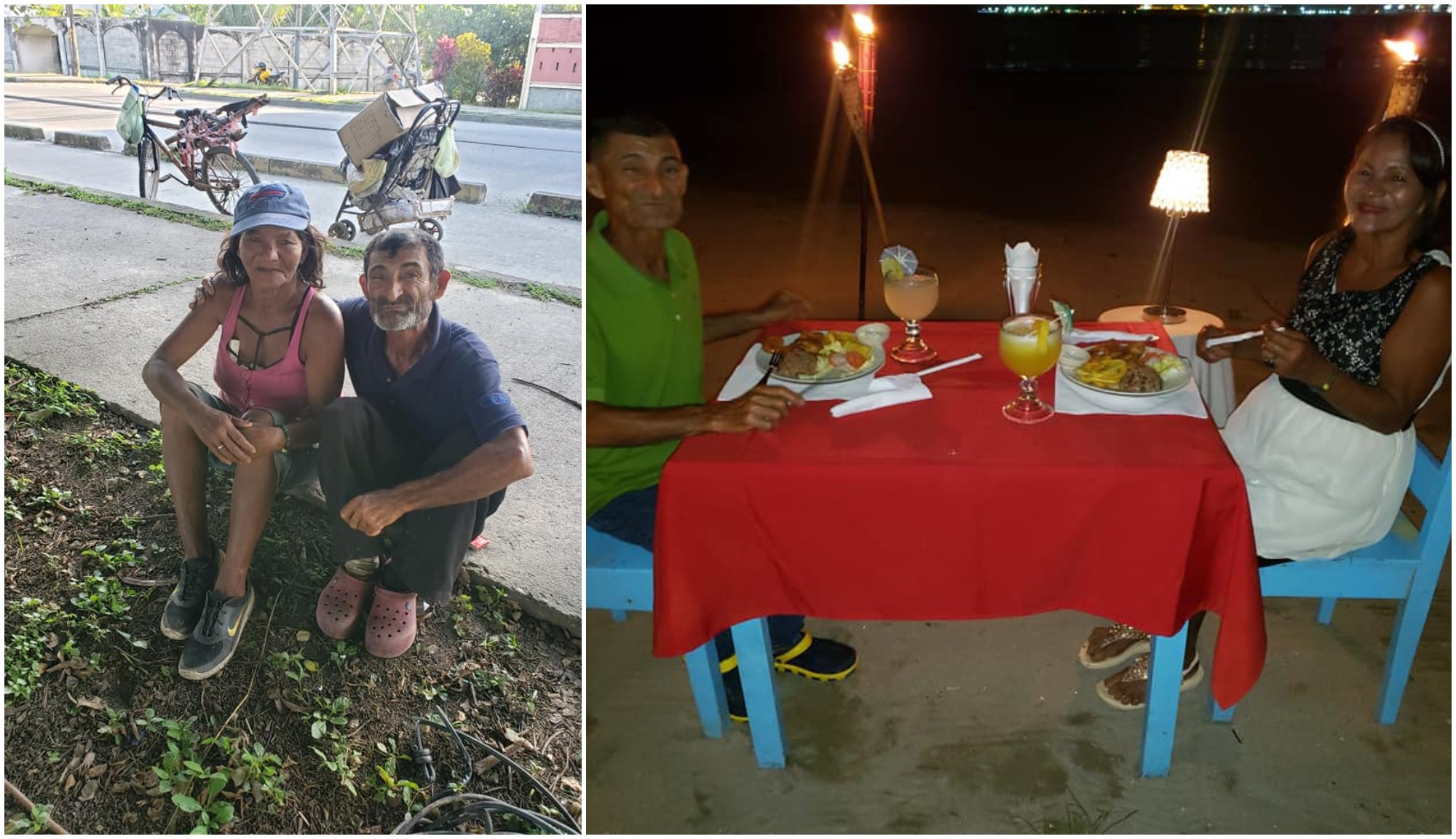 Hondureños regalan una cena romántica a esposos que recogen botellas