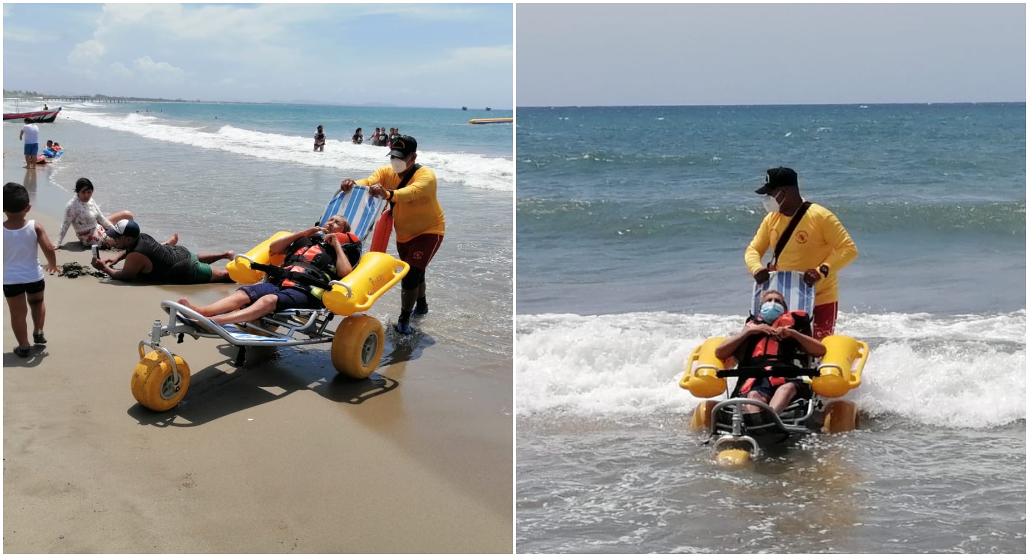 Bomberos cumplen el sueño de un hondureño de meterse al mar