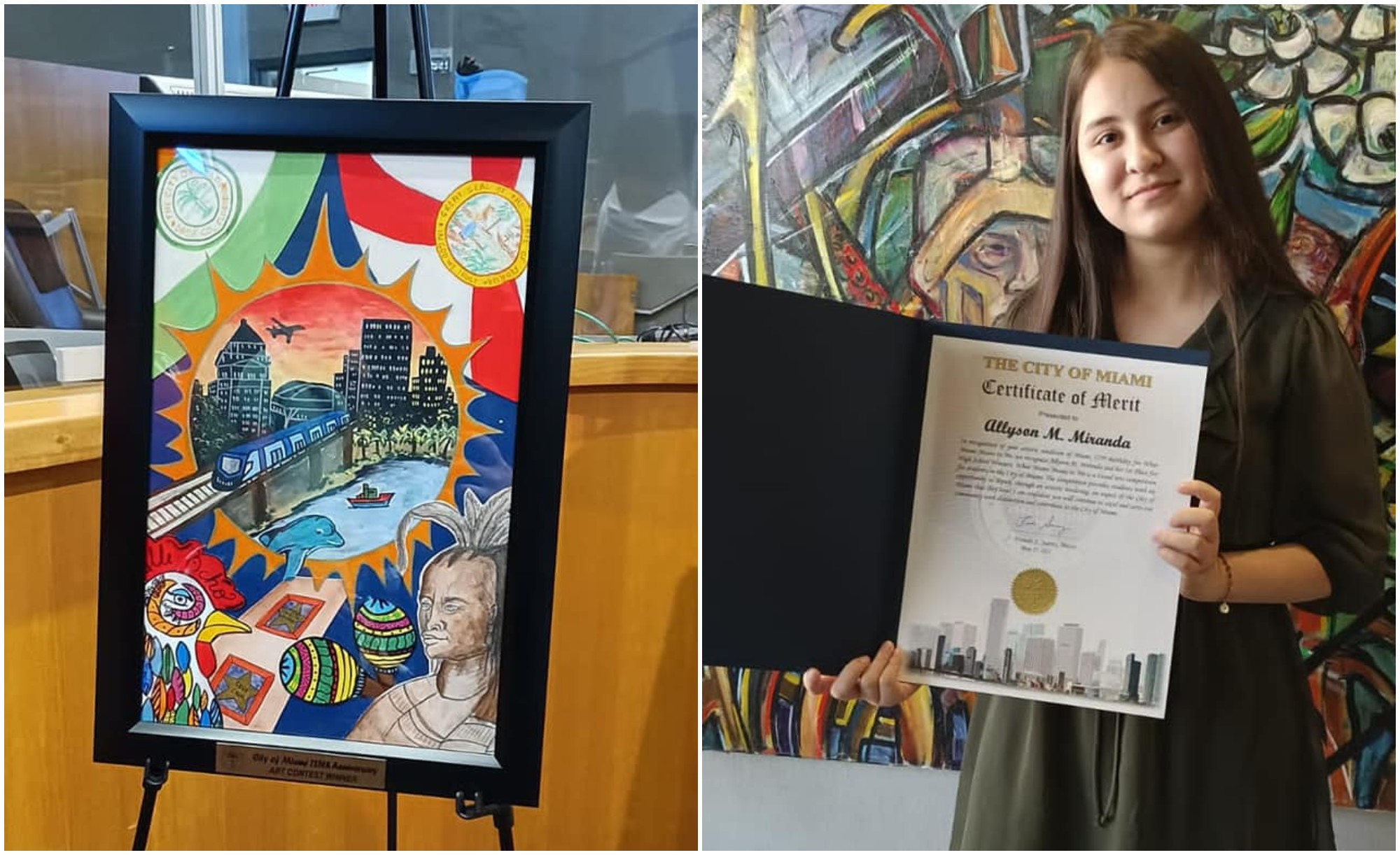 Hondureña Allyson Miranda gana concurso de arte en Miami