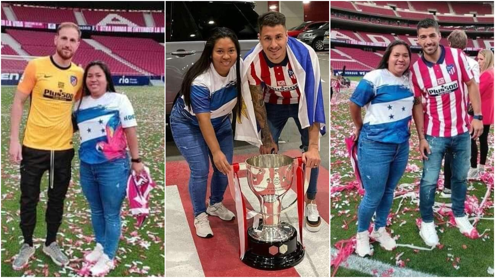 Hondureña celebró junto a los jugadores del Atlético de Madrid