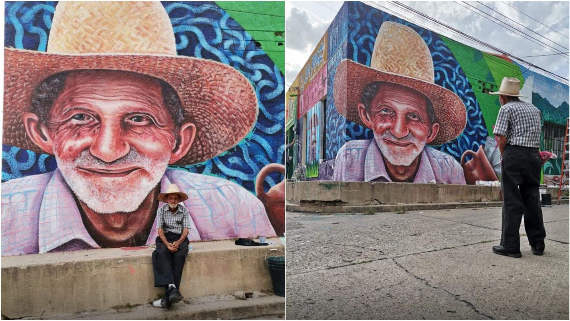 Homenajean con un mural a un señor que vende periódicos en La Paz