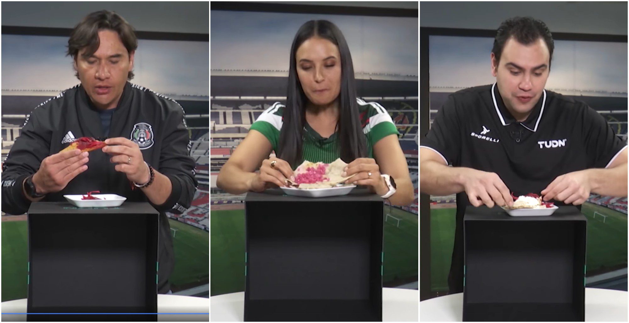 Presentadores mexicanos probaron la comida hondureña en vivo