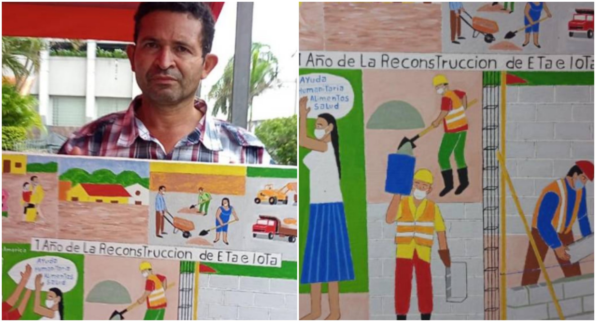 Hondureño pinta a Honduras luego del paso de Eta e Iota