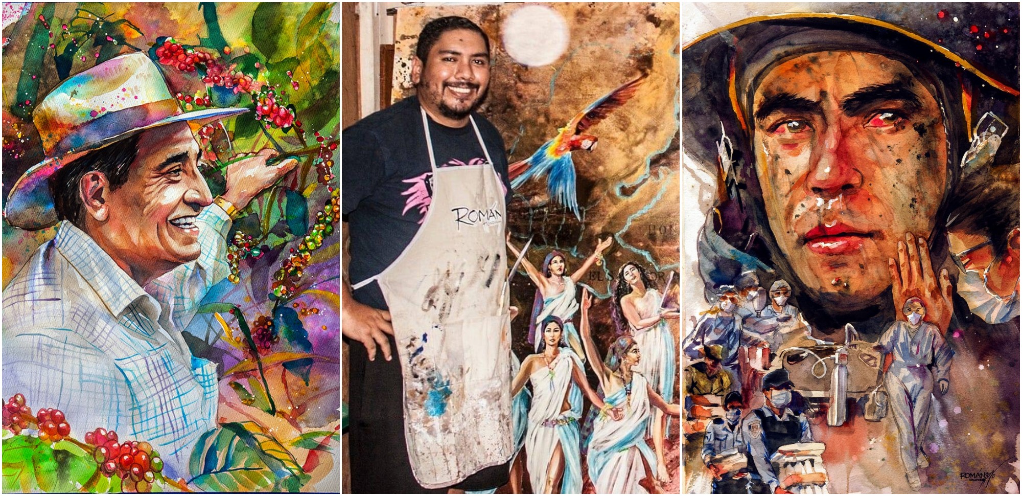 César Román, hondureño que destaca por sus hermosas pinturas