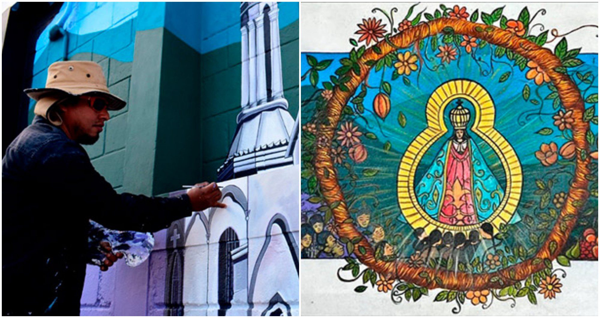 Artistas hondureños crearon un mural en honor a la Virgen de Suyapa