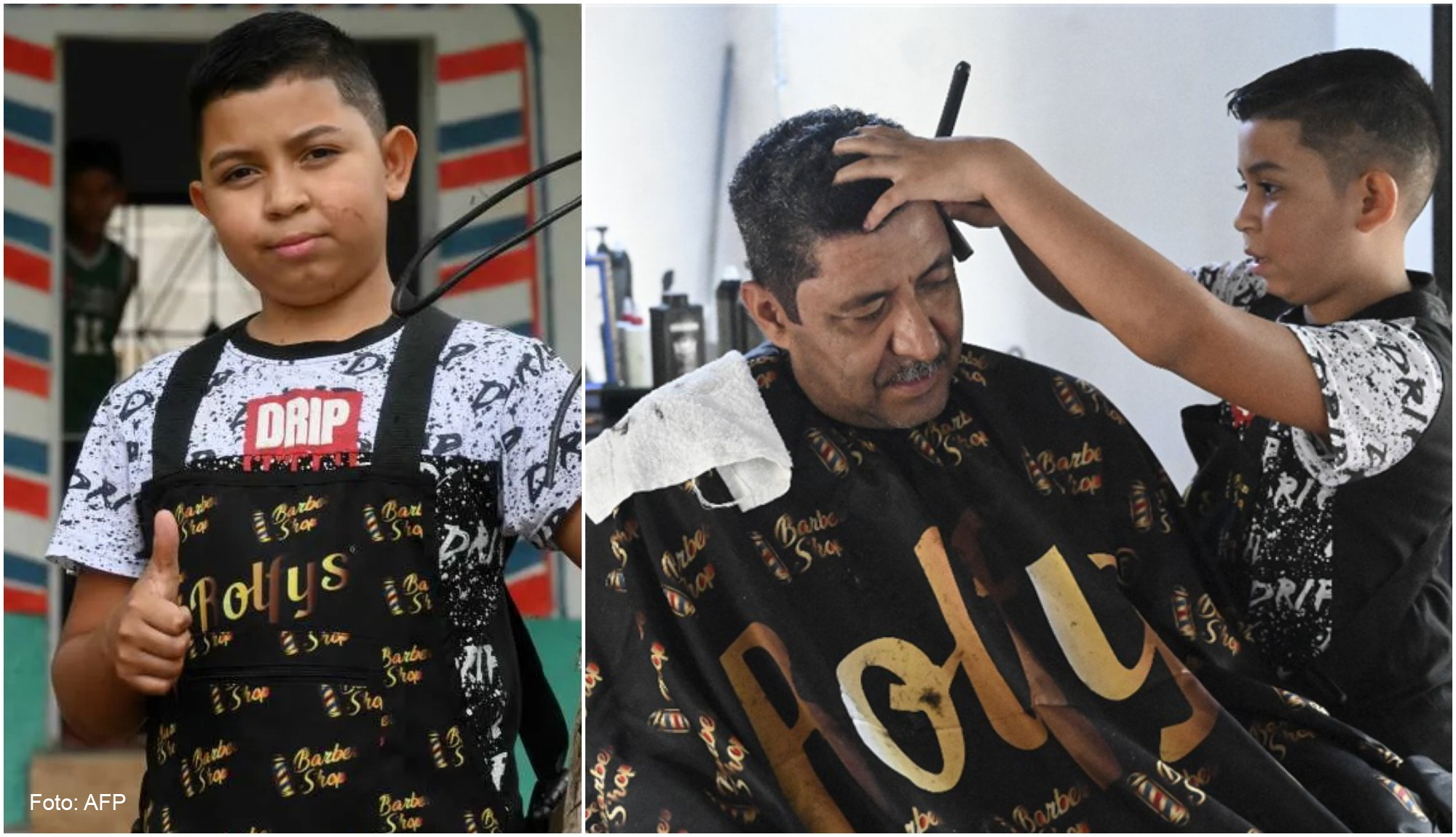 Niño hondureño trabaja de barbero para ayudar a su familia