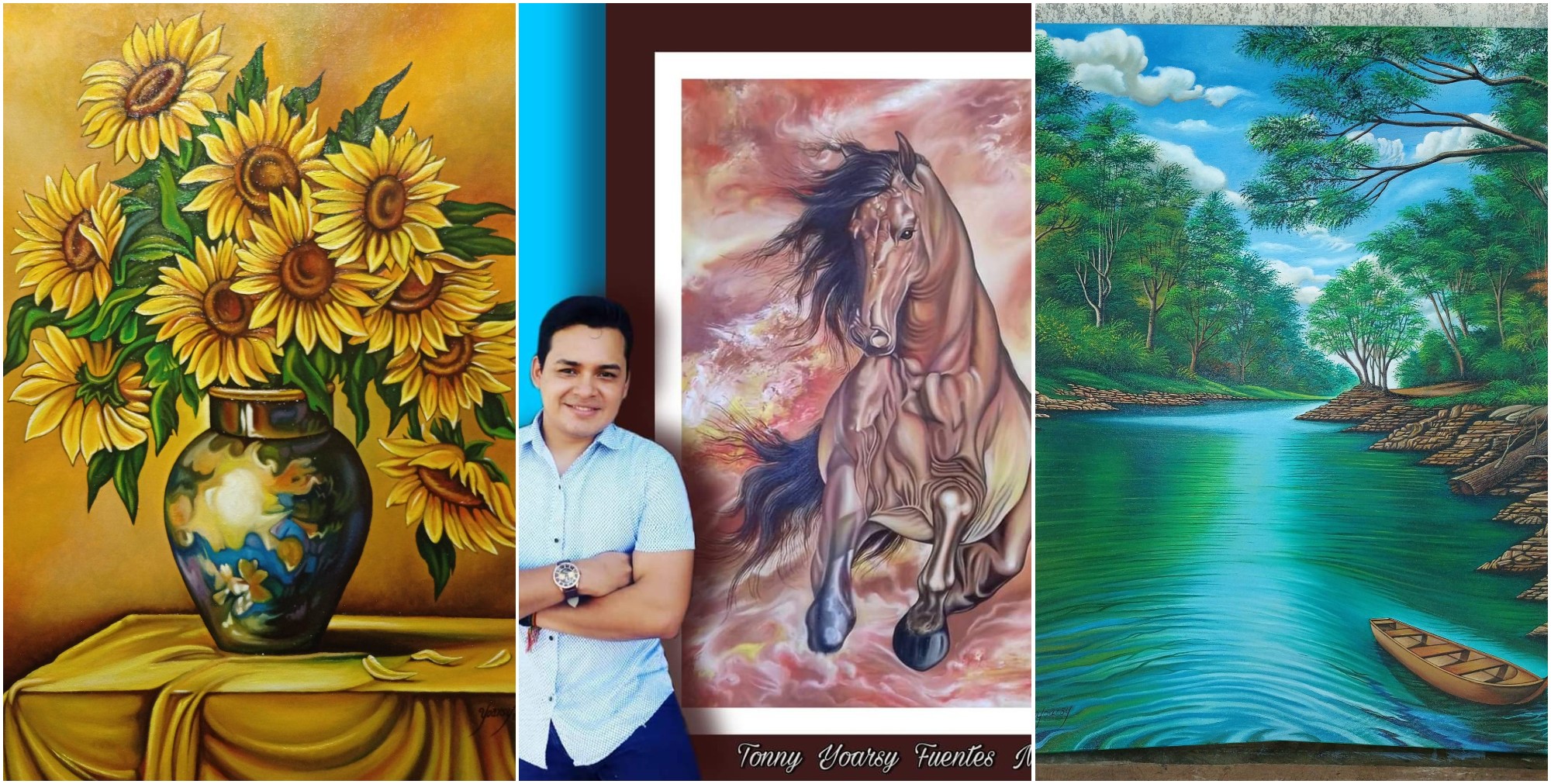 Artista hondureño Tonny Fuentes, triunfa en el extranjero con sus obras