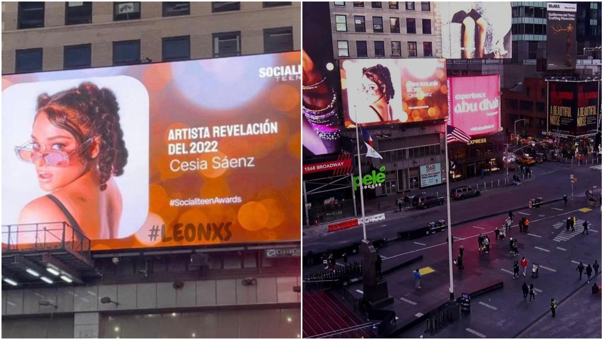 Cesia Sáenz brilla en la pantalla de Time Square en Nueva York