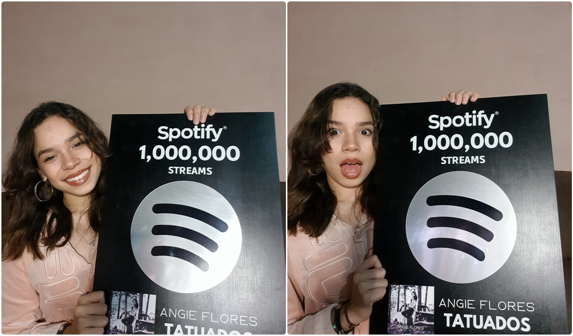 Spotify envía placa conmemorativa a Angie Flores por llegar a un millón de reproducciones