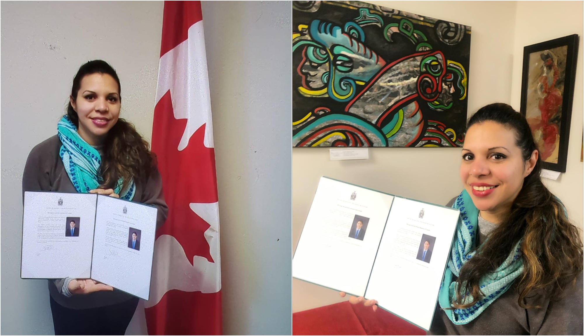 Primer Ministro de Canadá otorga reconocimiento a pintora hondureña