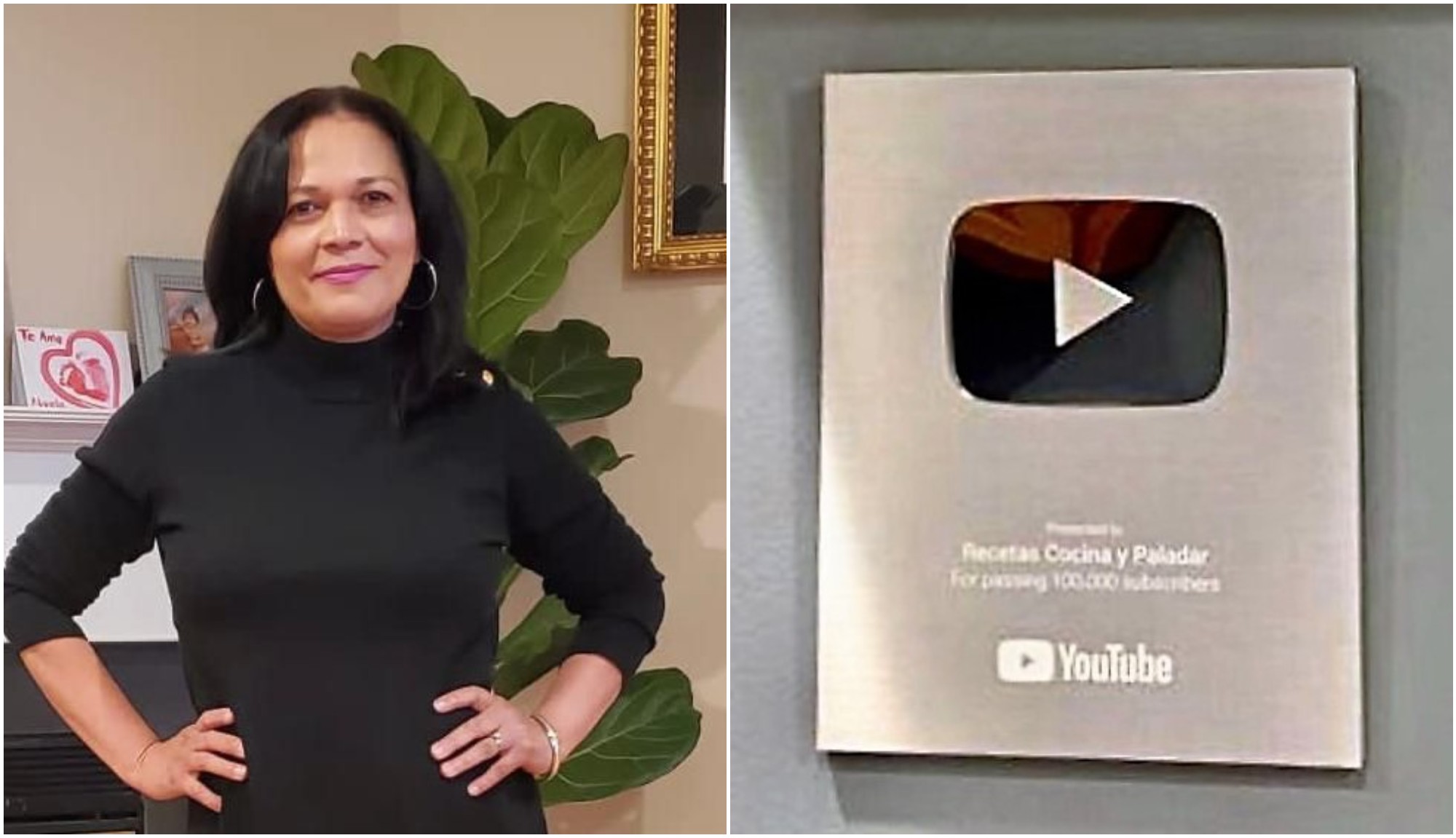 Hondureña recibió placa de YouTube con su canal de comida catracha