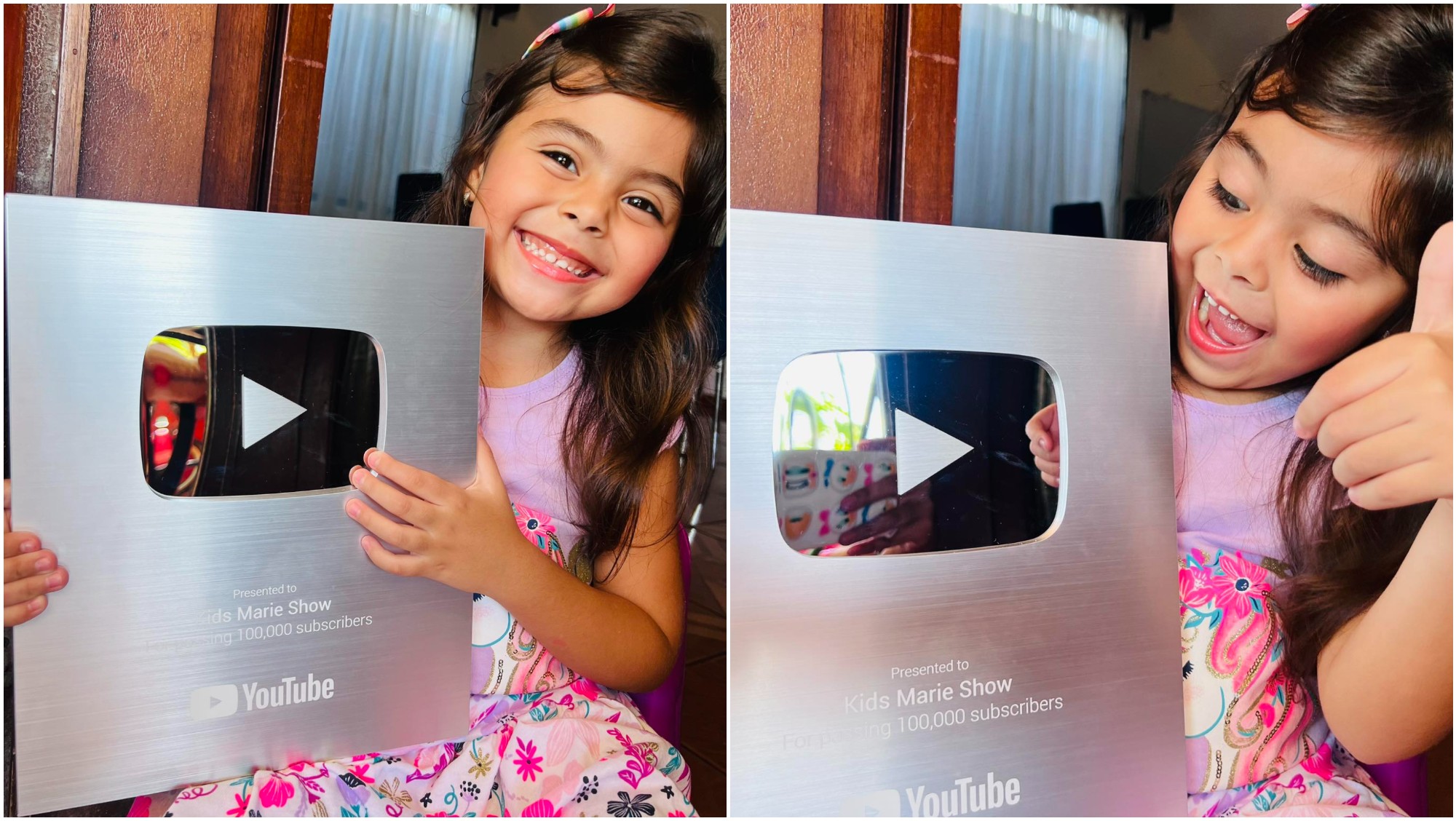 Pequeña youtuber hondureña recibió placa de YouTube por su canal