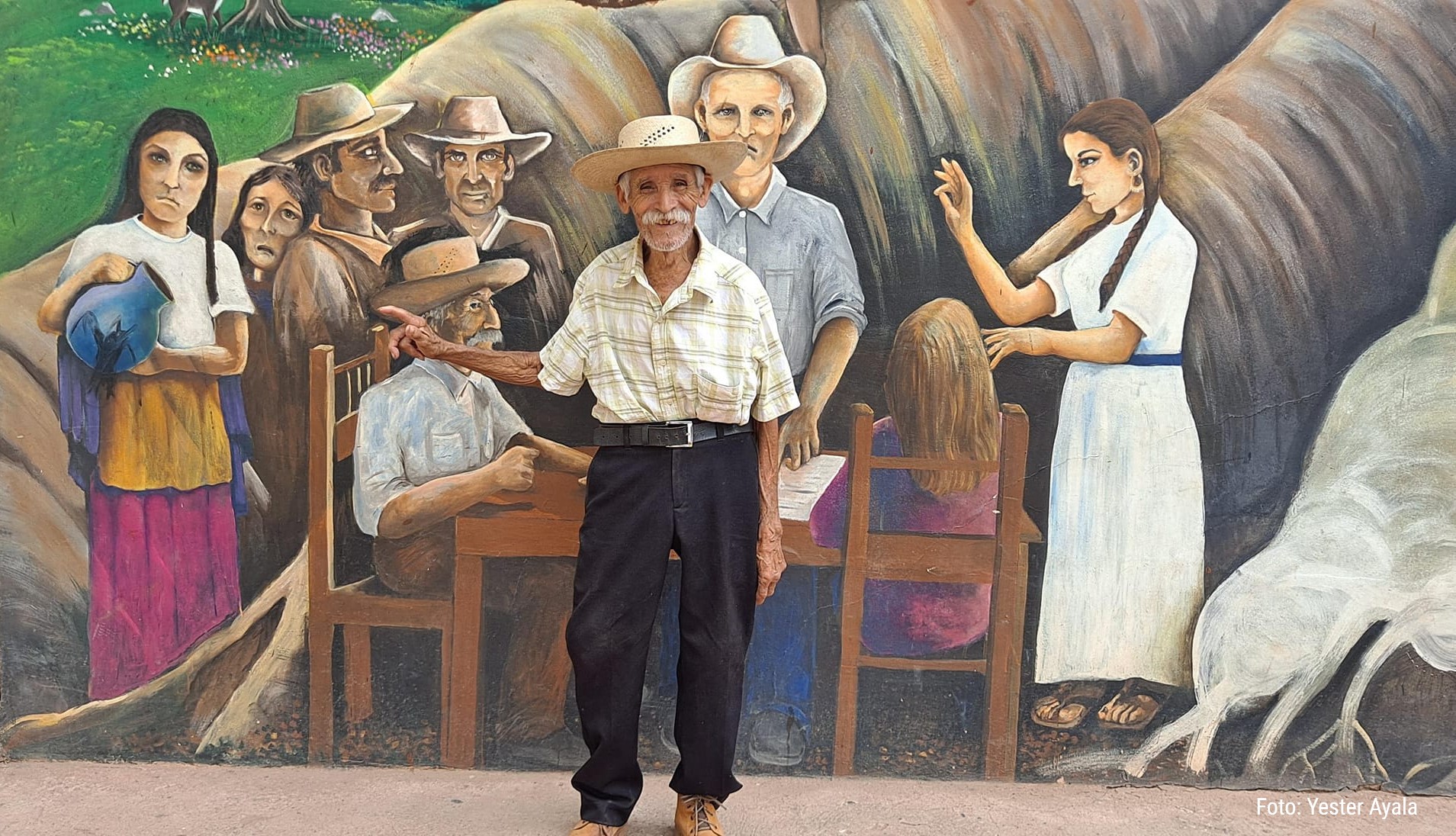 Realizan mural de Don Justiniano Caballero en Arada, Santa Bárbara