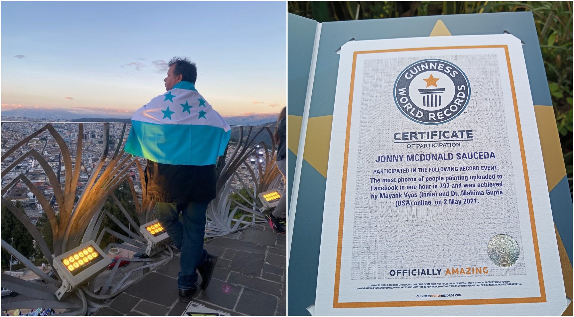 Hondureño Johnny Mcdonald recibe reconocimiento de Récord Guinness