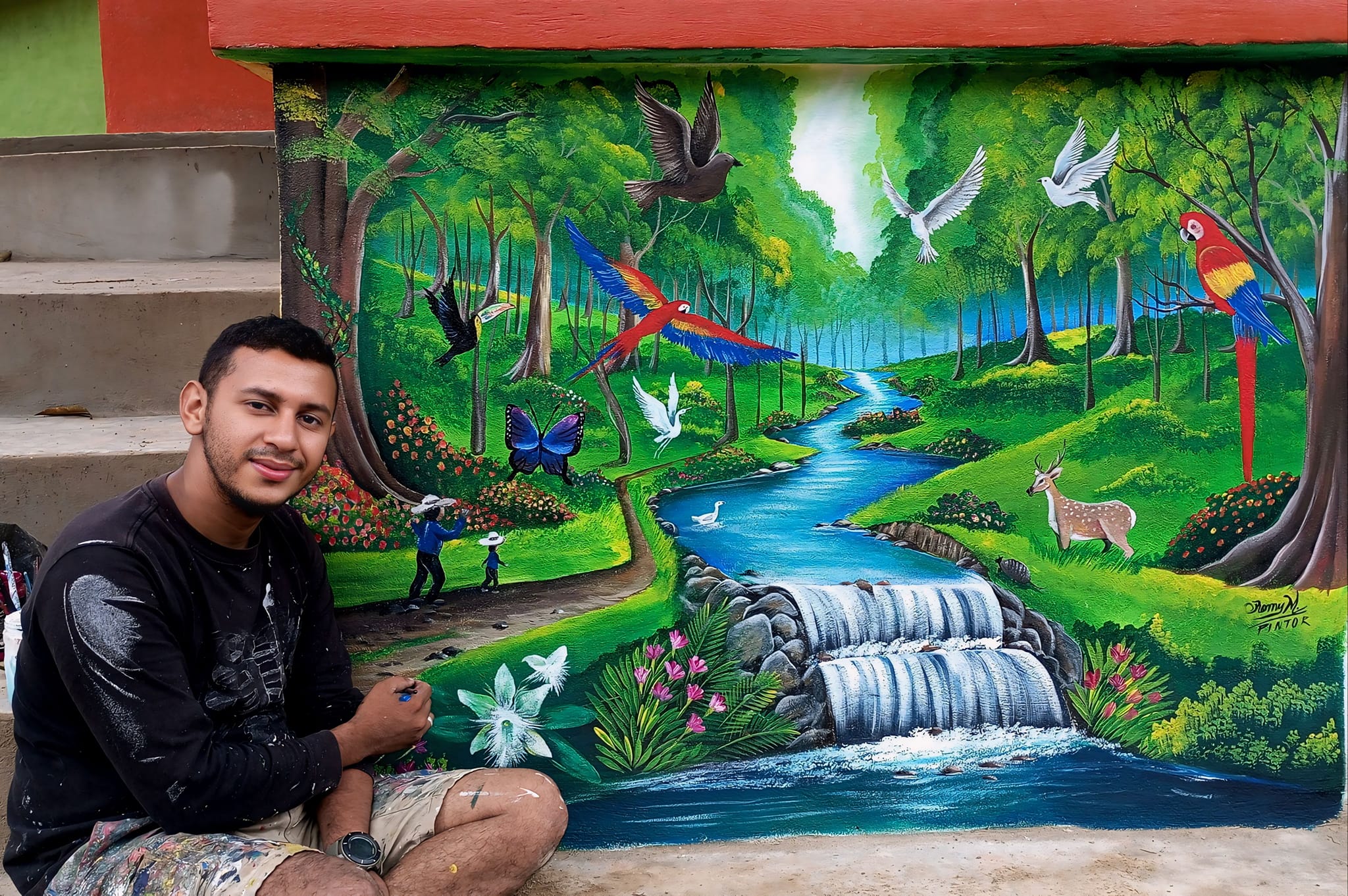 Hondureño crea una hermosa pintura de la naturaleza de Honduras