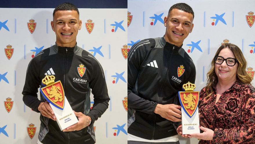 Kervin Arriaga recibe premio al jugador del mes de enero con Zaragoza