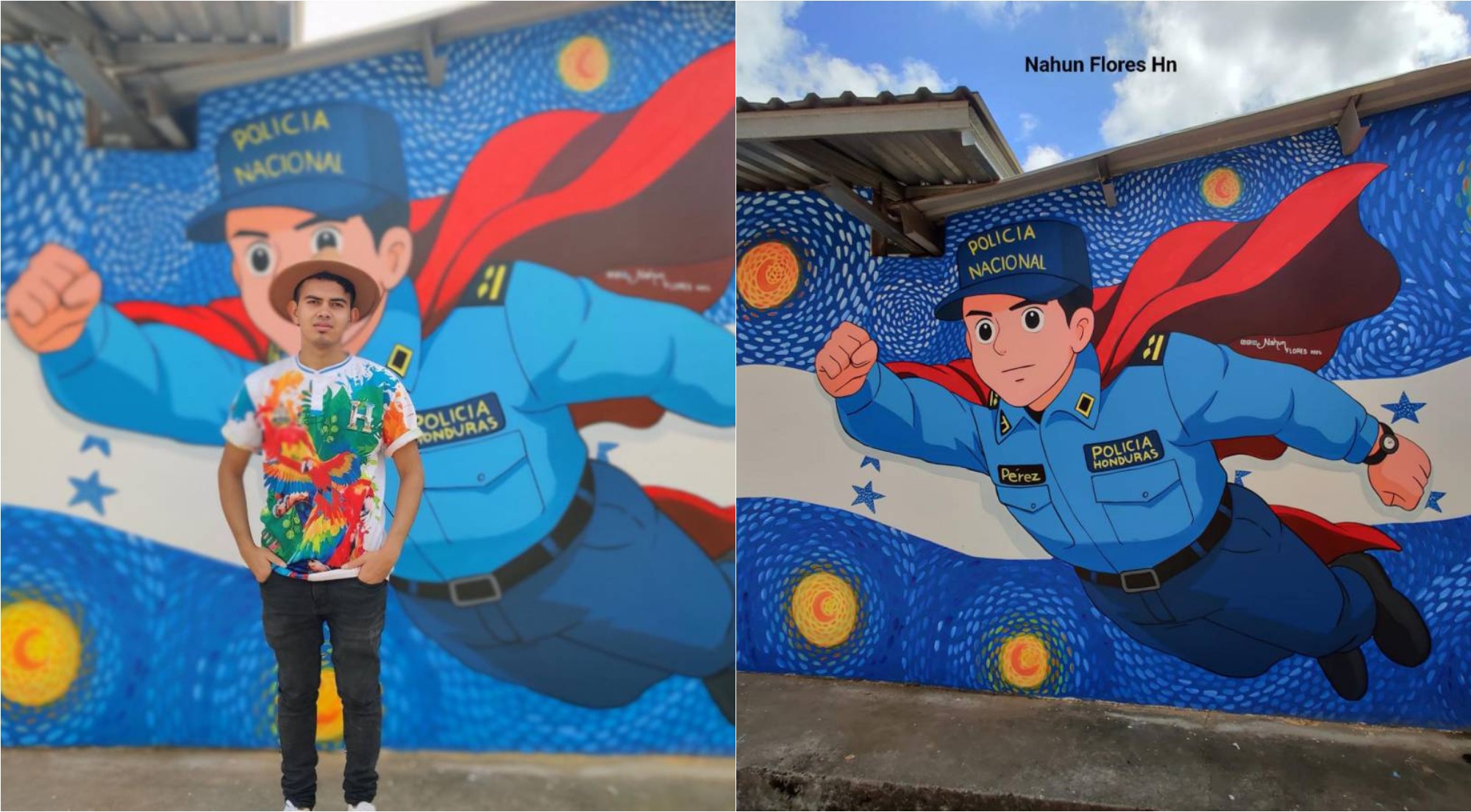 Pintan mural en honor al policía hondureño Kevin Pérez