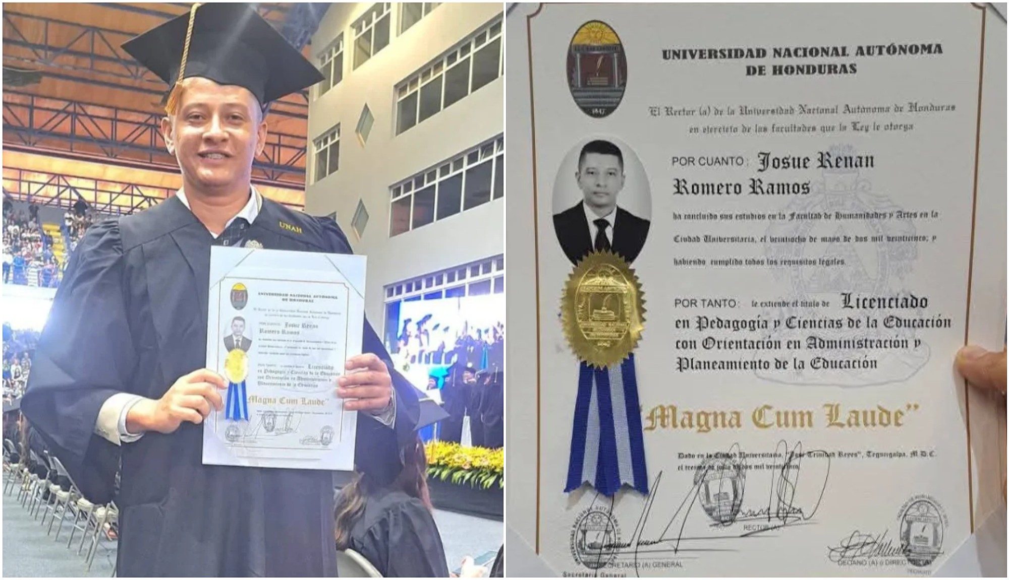 La historia de Josué Romero: hondureño que trabajaba de mototaxi y se graduó de la UNAH
