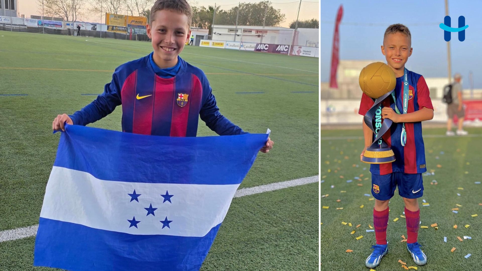 El Hondureño Alessandro Mejía que destaca en España con el Barcelona Sub-12